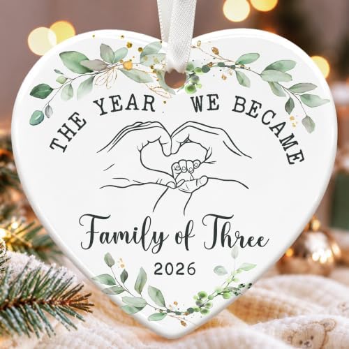 Baby's First Christmas Ornament - Family of 3, New Parents, Baby