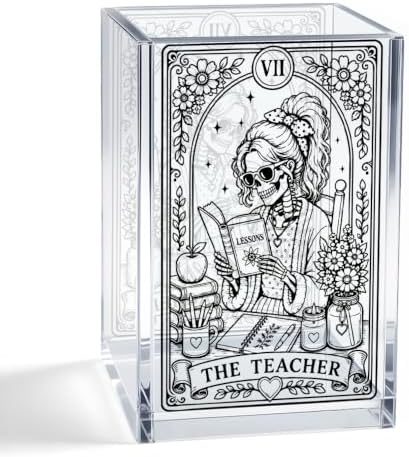 The Teacher Tarot Card Acrylic Pencil Pen Holder Cup