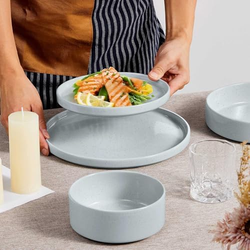 Herogo Dinnerware Dishes Sets with Salad Bowls, 24 Piece Plates and
