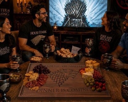 Personalized Direwolf Crest Cutting Board, Custom Engraved with Family