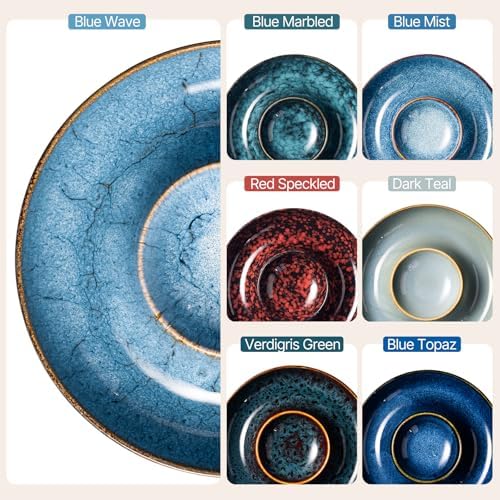 Ceramic Chips and Dip Serving Tray - Large Divided Party Bowl Set for