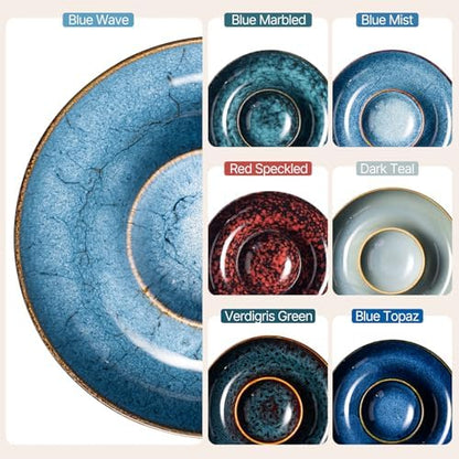 Ceramic Chips and Dip Serving Tray - Large Divided Party Bowl Set for