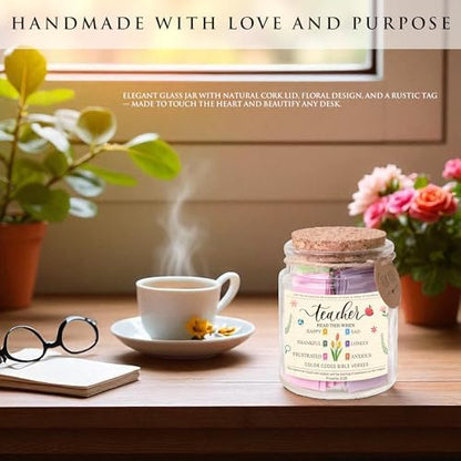 Bible Verse Jar for Teacher – 92 Color-Coded Bible Verse, Teacher
