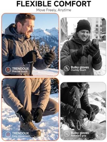 TRENDOUX Winter Gloves for Men Women - Upgraded Touch Screen Cold