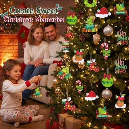 36 Pcs Christmas Ornaments for Tree, Hanging Wooden Christmas