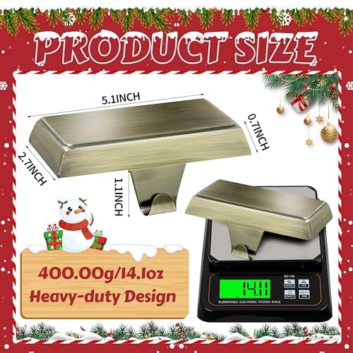 OCTERIC 2 Pcs Bronze Christmas Metal Stocking Holders for Mantle