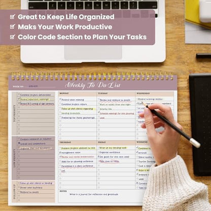 Weekly To Do List Notepad with 52 Undated Sheets(8.5"×11")- Undated