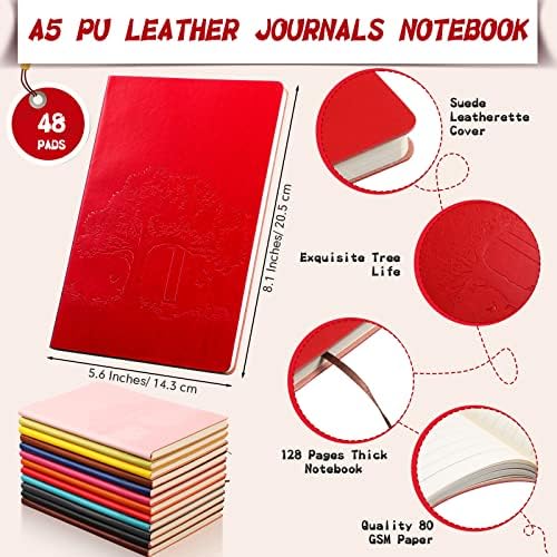 TaoBary 48 Pcs Pu Leather Journals Notebook Bulk Colorful Tree Life