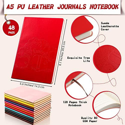 TaoBary 48 Pcs Pu Leather Journals Notebook Bulk Colorful Tree Life
