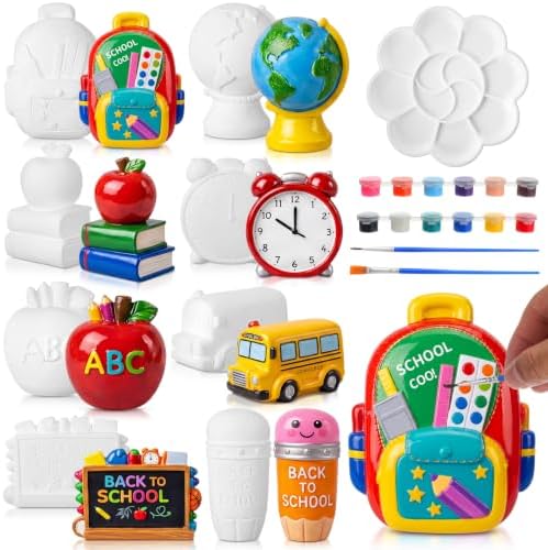 Reallnaive 8 Pack Back to School Ceramic Painting Kit for Kids &