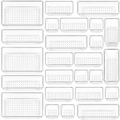 Vtopmart 25 PCS Clear Plastic Drawer Organizers Set, 4-Size Versatile