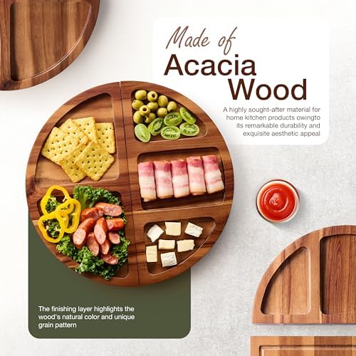 TIDITA 30" Large Acacia Wood Charcuterie Board with 4 Knives Set
