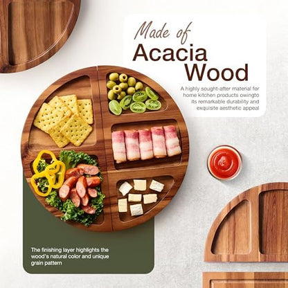 TIDITA 30" Large Acacia Wood Charcuterie Board with 4 Knives Set