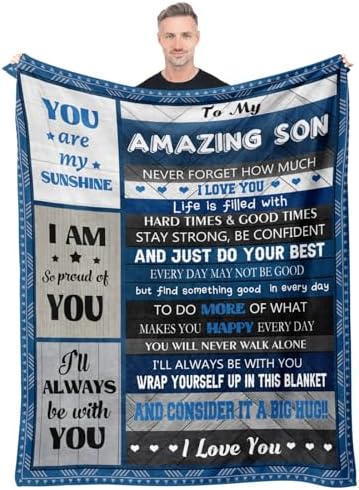 Quilazy Son Gifts from Mom Dad, Gifts for Son Blanket, Valentines