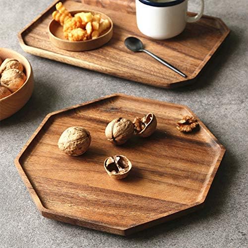 2 Acacia Wooden Trays Serving Platter Cheese Veggie Round Charcuterie