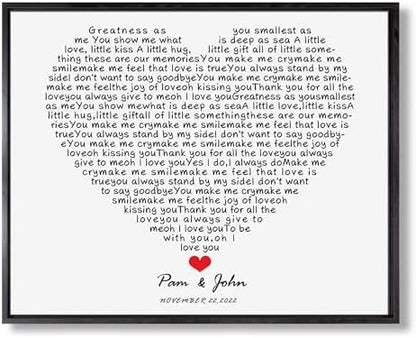 BOTTEGAARTS Personalized Song in Heart Shaped Photo or Canvas Prints