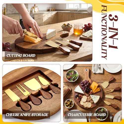 Didaey 3-in-1 Acacia Wood Cheese Board Gift Set