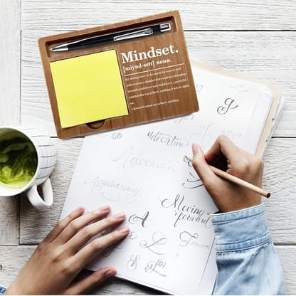 Wooden Desk Note Pen Holder, Inspirational Mindset Office Desk Decor