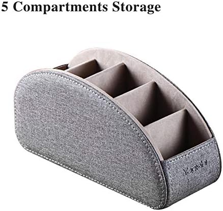 Pu Leather TV Remote Control Holder with 5 Compartments,Remote