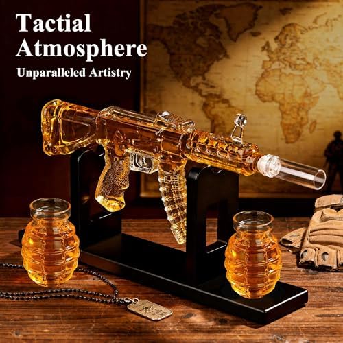 Gun Decanter, AK47 Whiskey Decanter Sets for Men, 25oz Capacity Gun