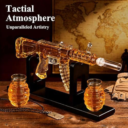 Gun Decanter, AK47 Whiskey Decanter Sets for Men, 25oz Capacity Gun