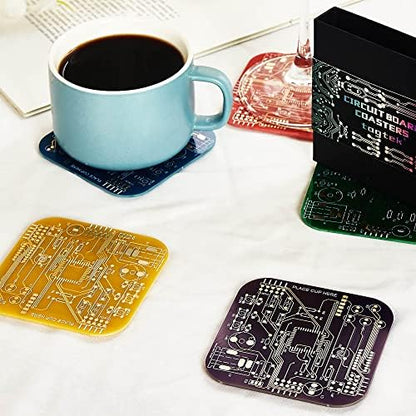PCB-Design Red Circuit Board Coasters for Coffee Table, Bar, Office