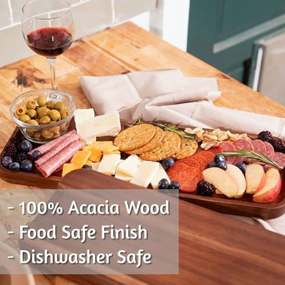 Large Solid Acacia Wood Serving Trays (17 x 6.5 inches) Rectangular