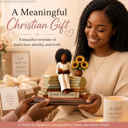 African American Christian Gifts for Women, God Says I Am Desk Plaque