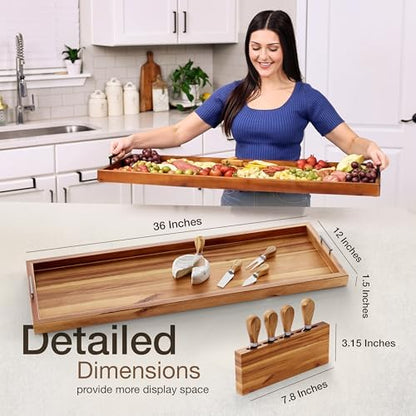 TIDITA 36" Acacia Large Charcuterie Boards for Party with Metal