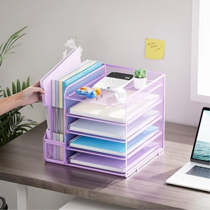 Marbrasse Desk Organizers and Accessories, 5-Tier Paper Letter Tray