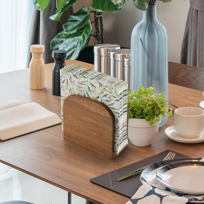ALELION Acacia Wood Napkin Holder for Table, Wooden Upright Napkin