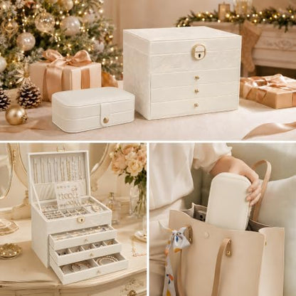 Jewelry Box Set, 4-Tier Jewelry Organizer and Storage & Travel Jewelry