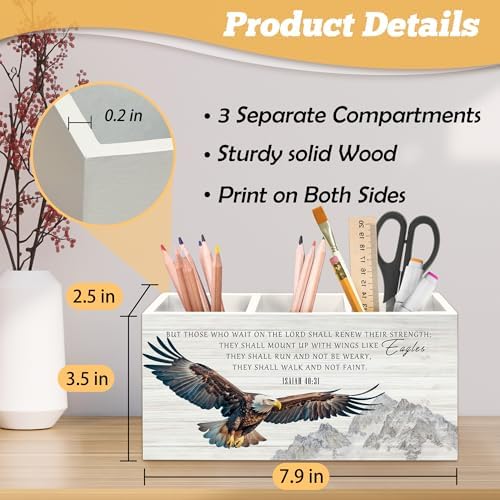 Christian Pen Holder Organizer for Desk Accessories, Eagle Bible Verse
