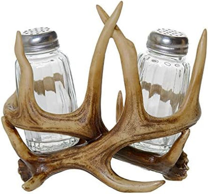 Glass Salt and Pepper Shakers - Deer Antler Salt and Pepper with