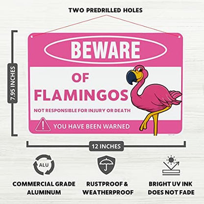 Venicor Flamingo Sign - 8 x 12 Inches - Aluminum - Pink Flamingo Gifts