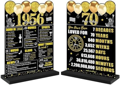 70th Birthday Decoration Acrylic Plaque Table Sign with Stand for Men