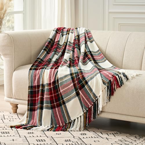 EverGrace Chenille Christmas Throw Blanket, 50"x60", White Stewart