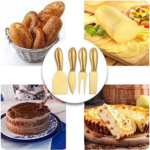 Patelai 4 Pcs Gold Cheese Knives Set Stainless Steel Knife for