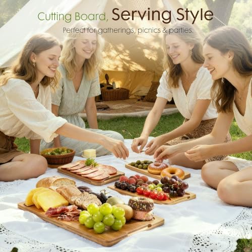 Astercook Deep-Carbonized Bamboo Cutting Boards for Kitchen with Wood