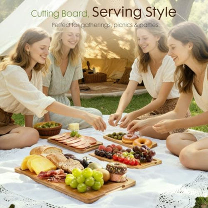 Astercook Deep-Carbonized Bamboo Cutting Boards for Kitchen with Wood