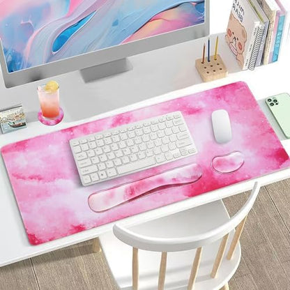 Bloss Clouds Mouse Pad and Keyboard Wrist Rest, 4-in-1 Desk Mat, Cute