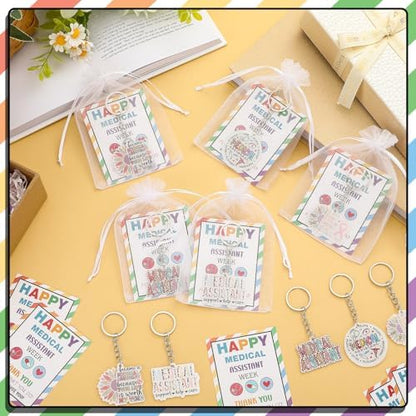 Equsion 20 Set Medical Assistants Gifts Keychains with Thank You Cards