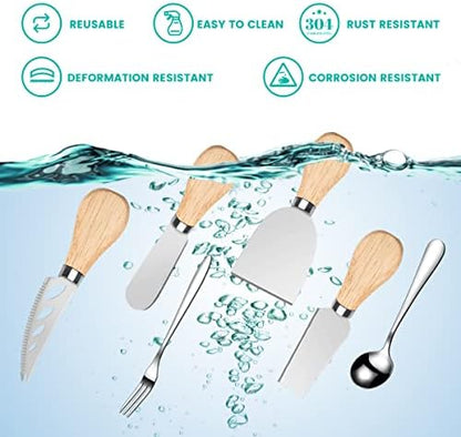 LifeMusican Charcuterie Board Accessories Wooden Cheese Spreader Knive