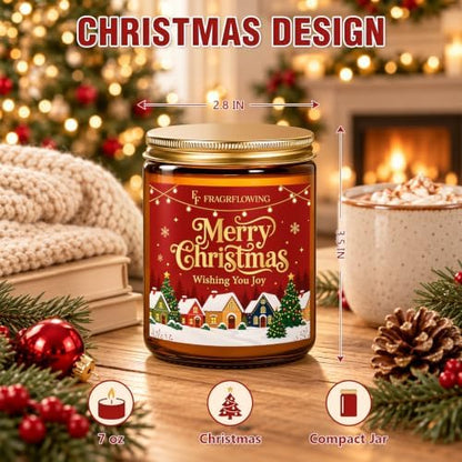 FF FRAGRFLOWING Merry Christmas Candle, Holiday Gift for Women