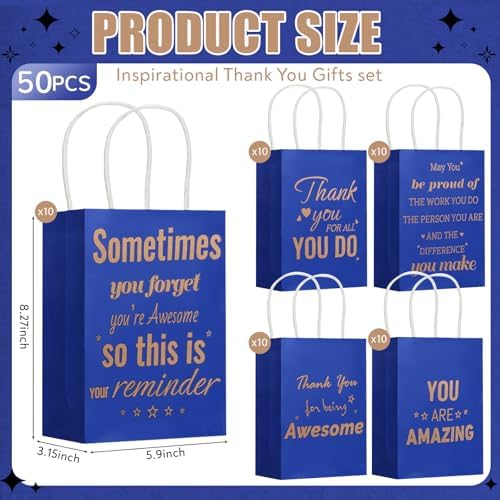 Addblu 50 Pack Employee Appreciation Thank You Gift Bags Bulk with