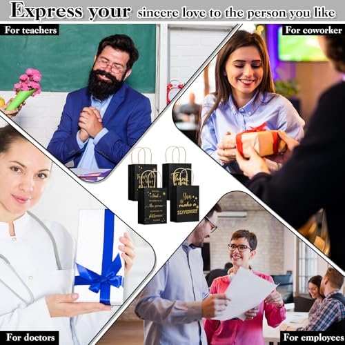 Gueevin 40 Thank You Employee Gift Bags,Appreciation,Black