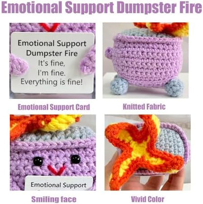 RovyFota Positive Crochet Dumpster Fire Plush – Stress Relief