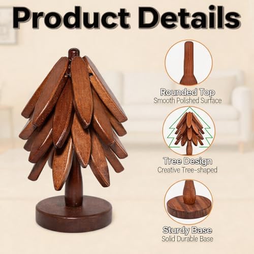 Wooden Tree Coasters Set, Black Walnut Tree Trivet for Hot Dishes