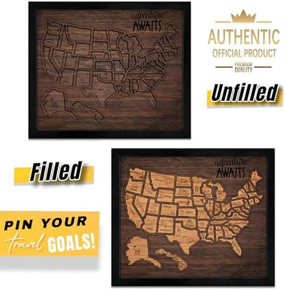 flinelife USA Landmarks Travel Map, 13x11, Wooden USA Map Puzzle