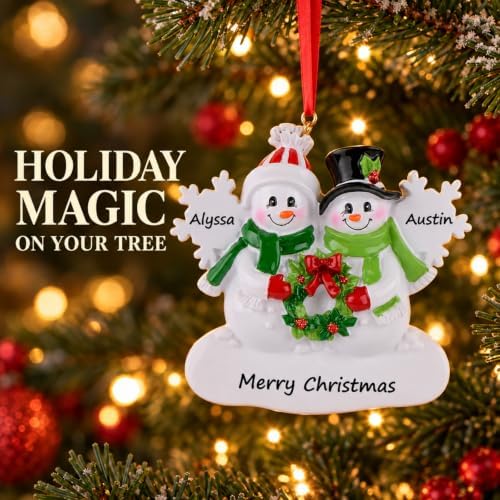 2026 Personalized Snowman Couple Christmas Tree Ornament with Two